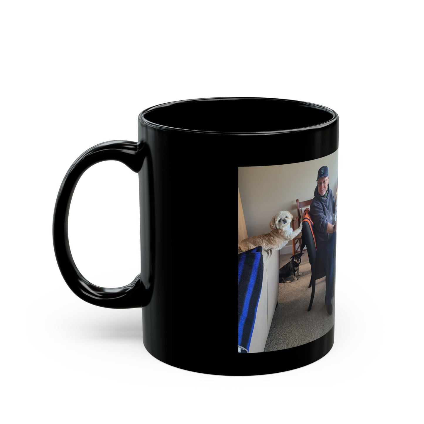 Personalized Black Mug with Artistic Design, Unique Coffee Cup for Home or Office, Ideal Gift for Birthdays, Holidays, and Special Occasions
