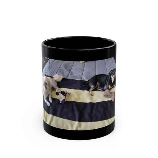 Personalized Pet Photo Mug Penny and Phoebe, Dog Lover Gift, Custom Animal Mug, Black Coffee Cup, Unique Pet Portrait